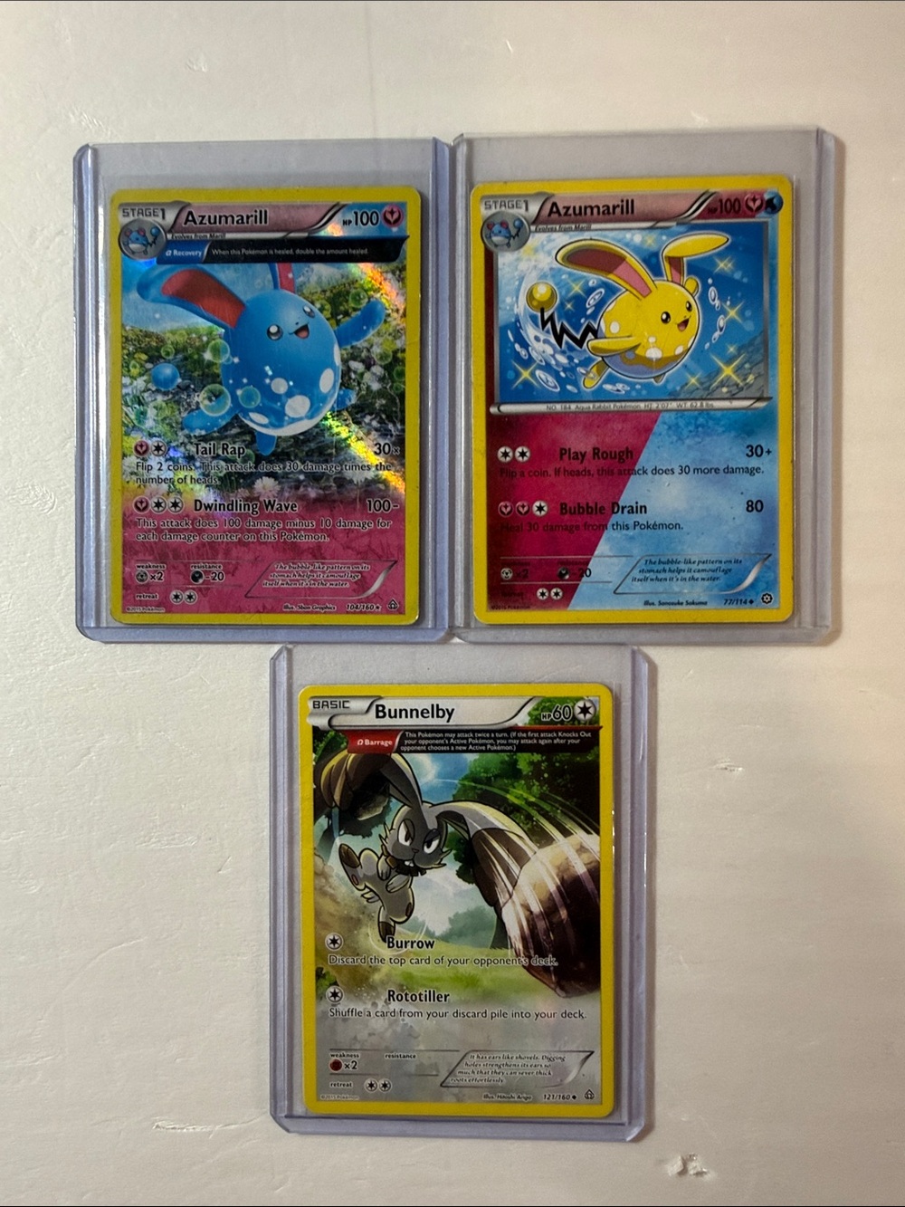 Pokemon Blue & Yellow Azumarill and Bunnelby Card Set